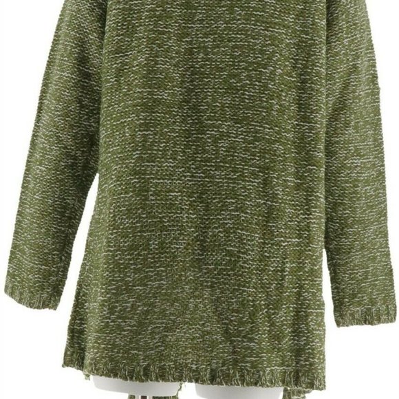 NWT C. WONDER CASCADE FRINGE CARDIGAN SMALL OLIVE - Picture 6 of 10